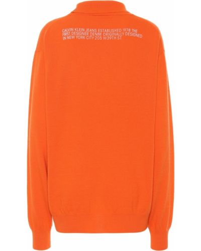 Z kaszmiru sweter wełniany Calvin Klein Jeans Est. 1978, pomarańczowy