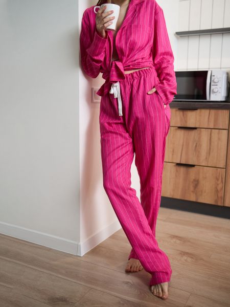 Льняная пижама из вискозы в полоску Handy Wear