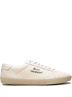 Klassisk brodert sneakers Ysl hvit