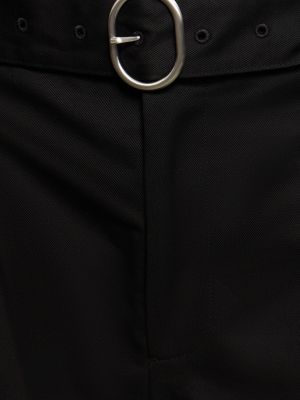 Βαμβακερό παντελόνι σε φαρδιά γραμμή Jil Sander μαύρο