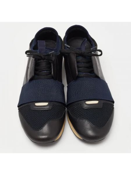 Sneakersy skórzane retro Balenciaga Vintage niebieskie
