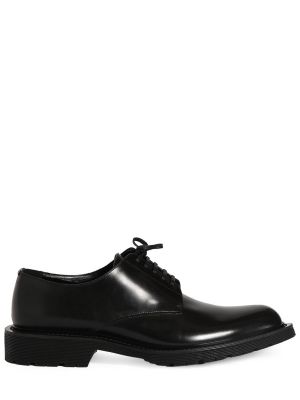 Zapatos derby de cuero de cuero Saint Laurent negro