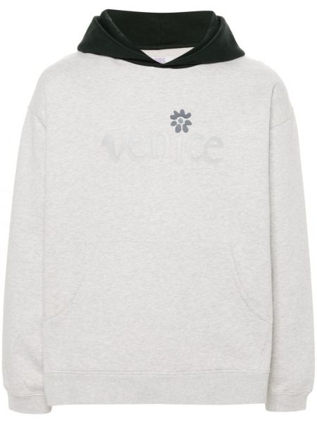 Pamučna hoodie s kapuljačom s printom Erl siva