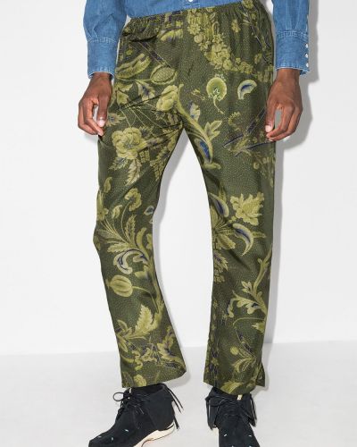 Pantalones rectos de flores By Walid verde