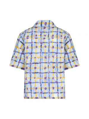 Camisa de seda con estampado Marni azul