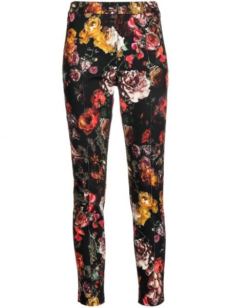 Pamučne hlače s cvjetnim printom s printom Adam Lippes crna