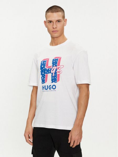 Voľné priliehavé tričko Hugo biela