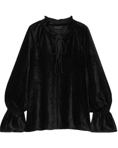 Бархатная блузка с завязками Nili Lotan, черный