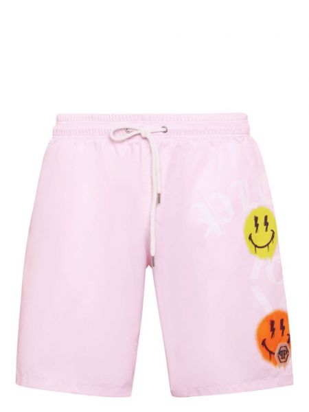 Kratke hlače s printom Philipp Plein ružičasta