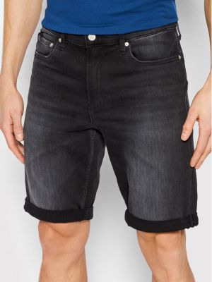 Дънкови шорти slim Calvin Klein Jeans черно