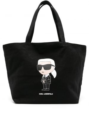 Pamuklu alışveriş çantası Karl Lagerfeld siyah