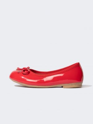 Lakkozott lapos talpú bőr balerina cipők Defacto piros