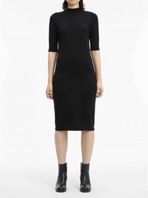 Черное платье миди с круглым вырезом Calvin Klein