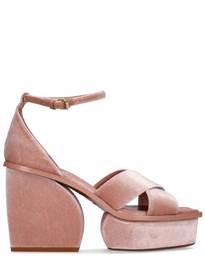 Žametne sandali iz rebrastega žameta s platformo Zimmermann roza