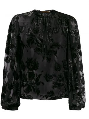 Blusa con bordado de flores Saint Laurent negro