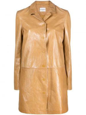 Δερμάτινο παλτό Claudie Pierlot κίτρινο