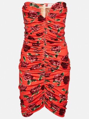 Мини-платье с цветочным принтом и сборками MAGDA BUTRYM красный
