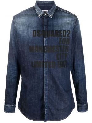 Camicia jeans con stampa Dsquared2 blu