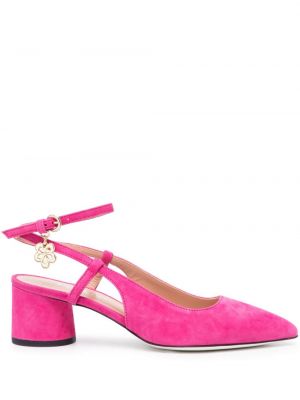 Pantofi cu toc din piele de căprioară slingback Pollini roz