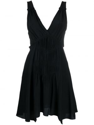 Svilena mini obleka z v-izrezom Isabel Marant črna