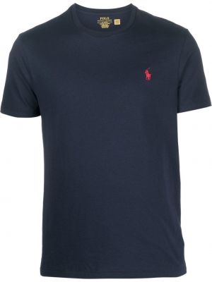 Medvilninis siuvinėtas polo marškinėliai slim fit Polo Ralph Lauren mėlyna