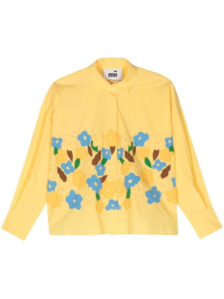 Bombažna srajca s cvetličnim vzorcem Mii rumena