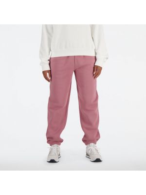 Pantalon de joggings en polaire en coton New Balance rose