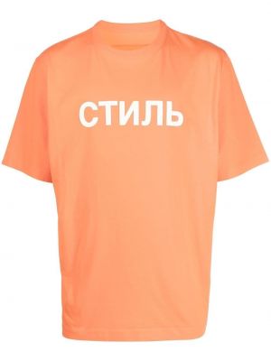 Тениска с принт Heron Preston оранжево