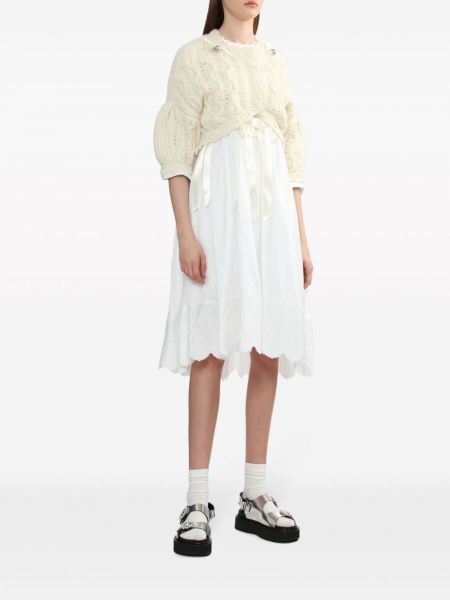Sukienka midi z kokardką bawełniana Simone Rocha biała