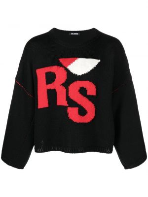Жакардов вълнен пуловер Raf Simons черно