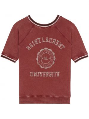 Distressed sweatshirt aus baumwoll Saint Laurent rot