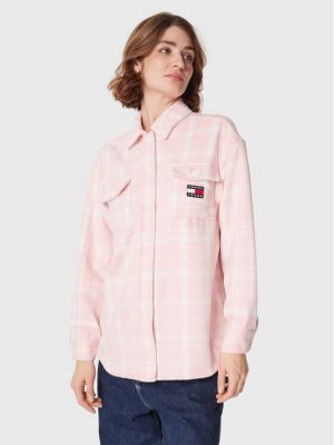 Relaxed дънкова риза Tommy Jeans розово