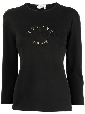 Camiseta con bordado Céline Pre-owned negro