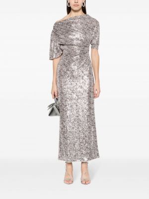 Koktejlové šaty s flitry Dvf Diane Von Furstenberg stříbrné