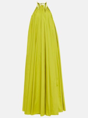 Bavlnené dlouhé šaty Oscar De La Renta zelená