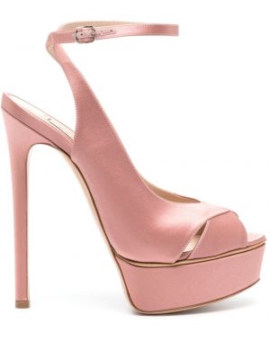 Saténové sandále Casadei ružová