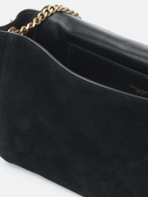 Reverzibilna usnjena torbica za čez ramo iz semiša Saint Laurent črna