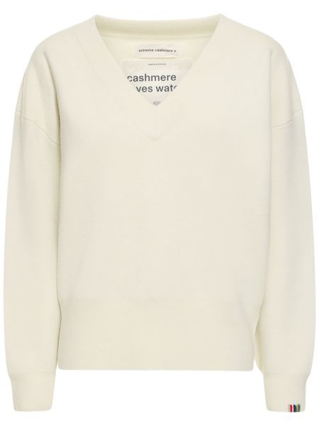 Suéter de cachemir con escote v Extreme Cashmere blanco