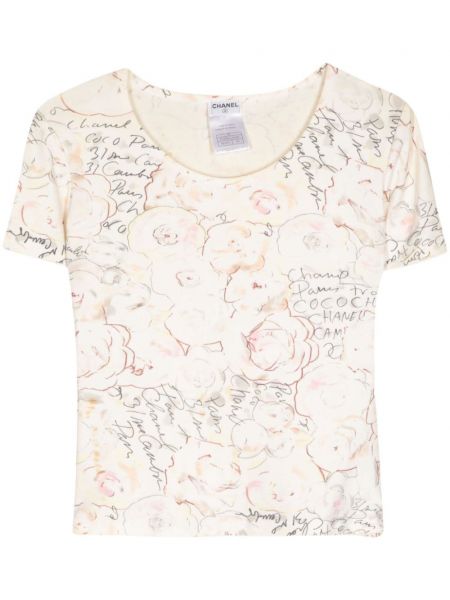 Μπλούζα με σχέδιο Chanel Pre-owned λευκό