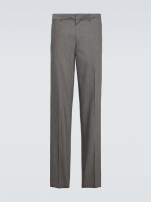 Mohérové slim fit vlněné klasické kalhoty Prada šedé