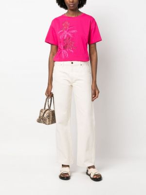 Spitzen geblümte t-shirt aus baumwoll Ermanno Firenze pink