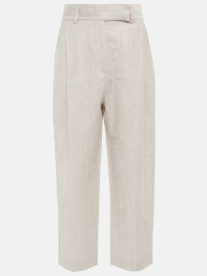 Lněné vlněné rovné kalhoty Totême šedé
