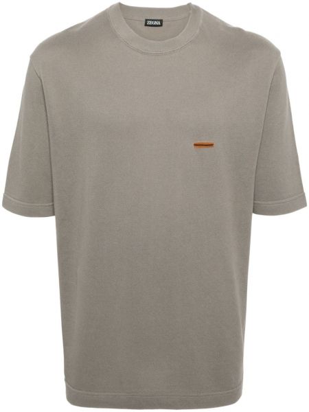 T-shirt brodé en coton Zegna marron
