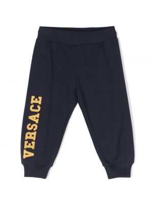 Broderet leggings for piger Versace Kids blå