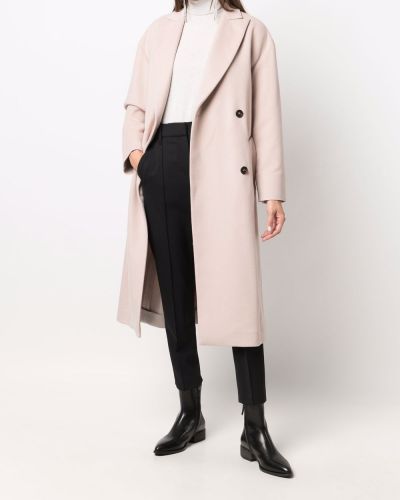 Kašmírový vlněný kabát Brunello Cucinelli růžový