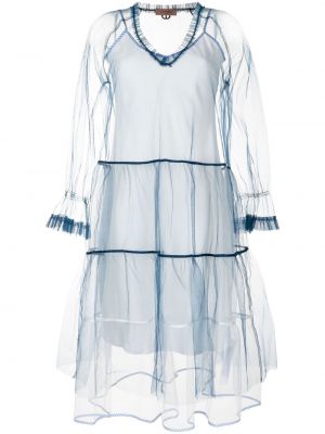 Прозрачна миди рокля Twinset синьо