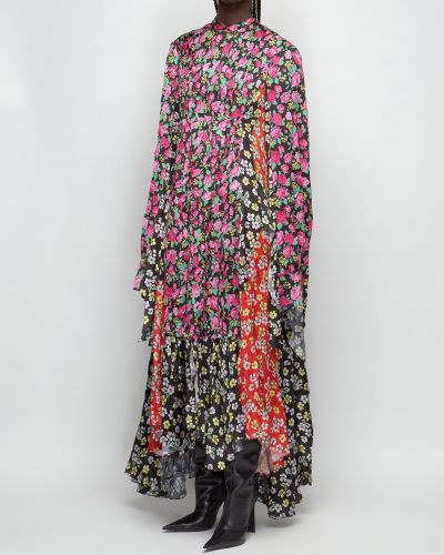 Saténové dlouhé šaty Balenciaga ružová
