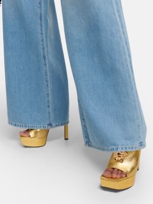 Papuci tip mules din piele cu platformă Versace auriu