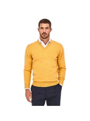 Sweter wełniany Hackett żółty