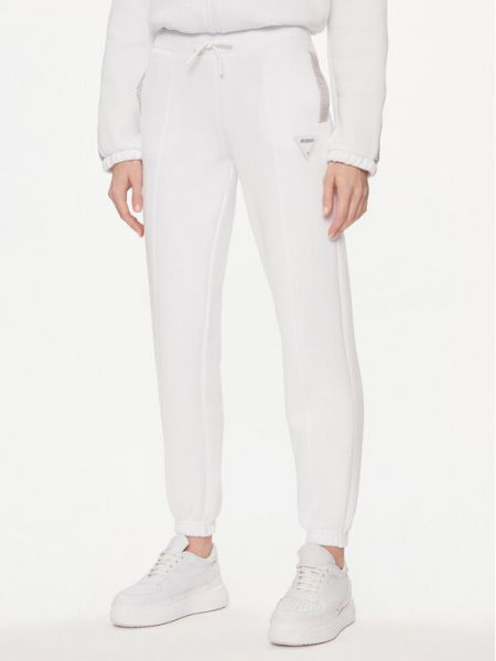 Priliehavé teplákové nohavice Guess biela